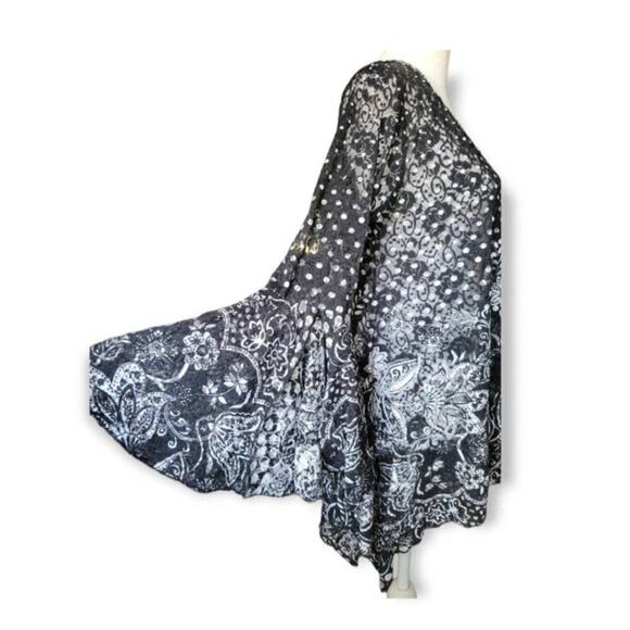 Dor Dor Couture Y2k Shirt Whimsigoth Polka Dot Handkerchief Hem Bell Sleeve M - Picture 4 of 10